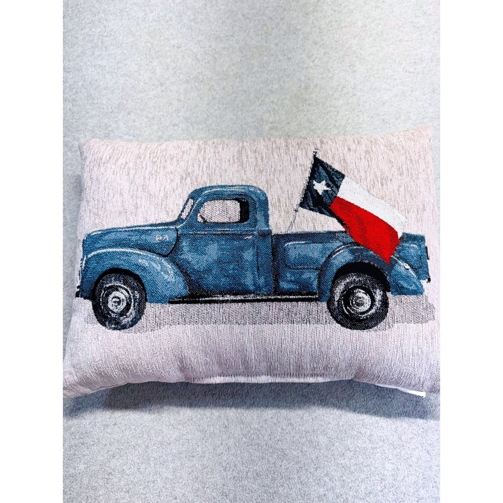 Kohl's Decorative Pillow Unisex 13x18 Multi Texas Flag‎ Blue Vintage Truck New